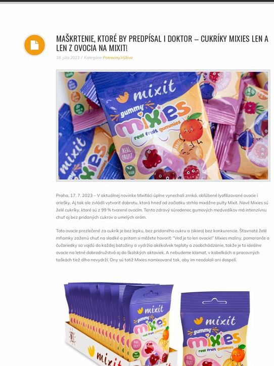 Maškrtenie, ktoré by predpísal i doktor – cukríky Mixies len a len z ovocia na Mixit!