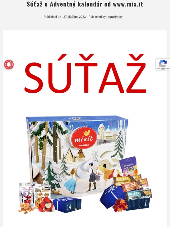 Online súťaž o Adventný kalendár od www.mix.it