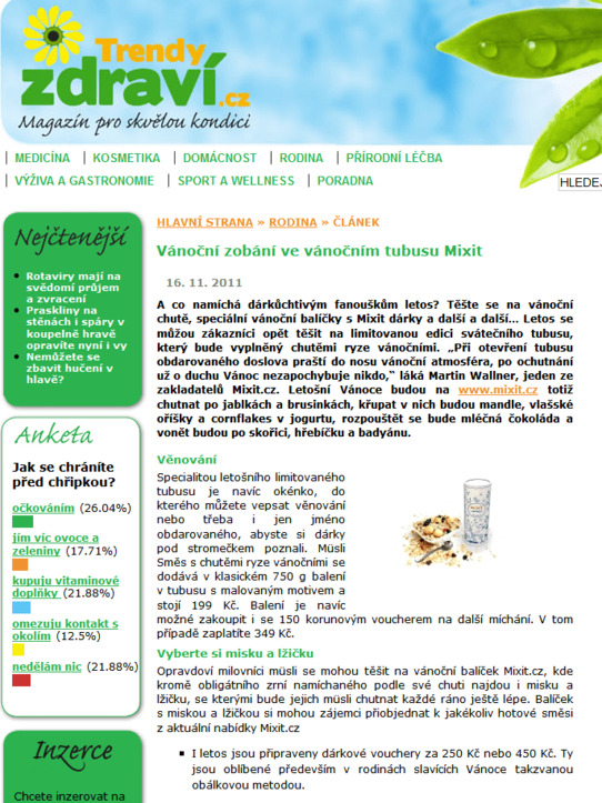 TrendyZdraví.cz 16. 11. 2011