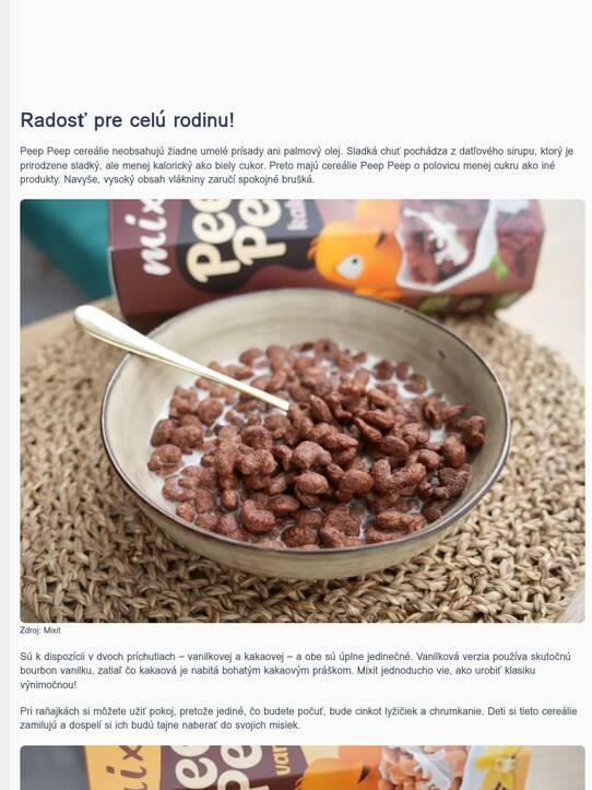 Nové cereálie Peep Peep od Mixit: Každé ranné vtáča si pochutí!