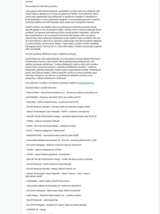 Obalový institut Syba oznámil vítěze soutěže Obal roku 2024