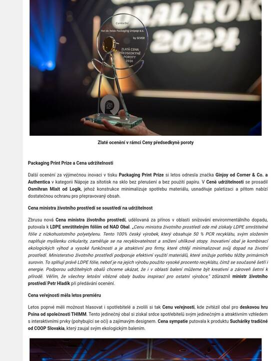 The Syba Packaging Institute has announced the winner of the Packaging of the Year 2024 competition
