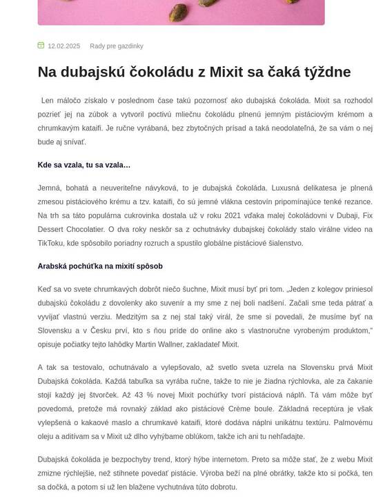 Na dubajskú čokoládu z Mixit sa čaká týždne