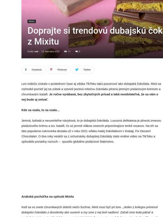 Doprajte si trendovú dubajskú čokoládu z&nbsp;Mixitu