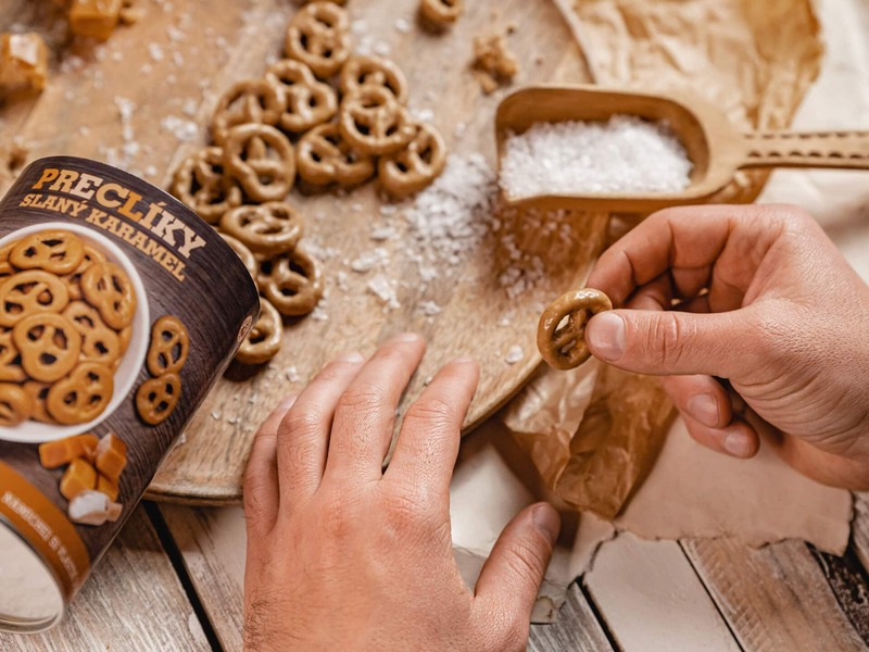 praclíky čokoláda slaný karamel snack soľ maškrta