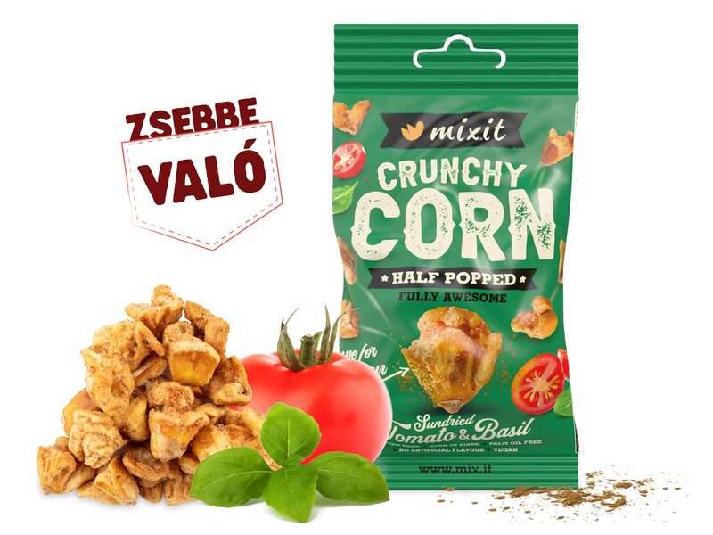 Zsebbe való Crunchy corn - Paradicsom & bazsalikom
