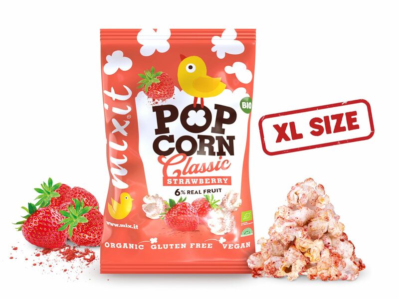Duży BIO popcorn - Truskawka (75g)