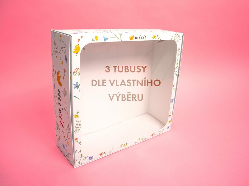 Rozkvetlá dárková krabice pro tři tubusy dárek od Mixit 
