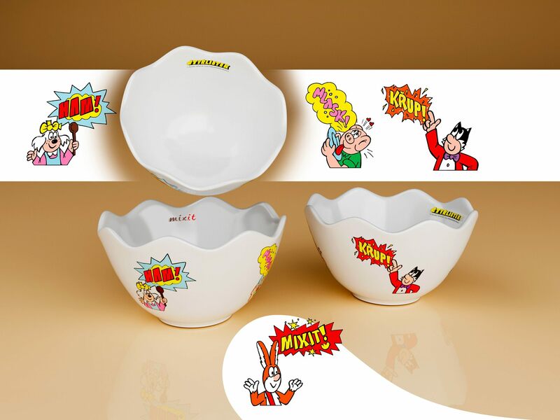 miska škrupina porcelán lyžica komiks darček deti