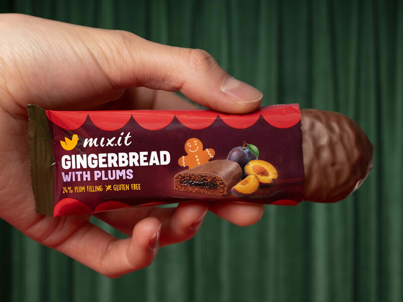 Pain d’épices fourré à la compotée de prunes, enrobé de chocolat au lait – SANS GLUTEN (9 pièces)
