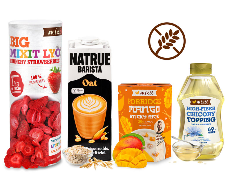 Bezglutenowy zestaw śniadaniowy - Mango i truskawka