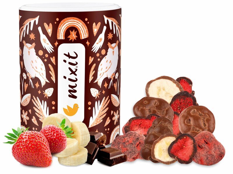 Duże chrupiące banany i truskawki w czekoladzie (350 g)