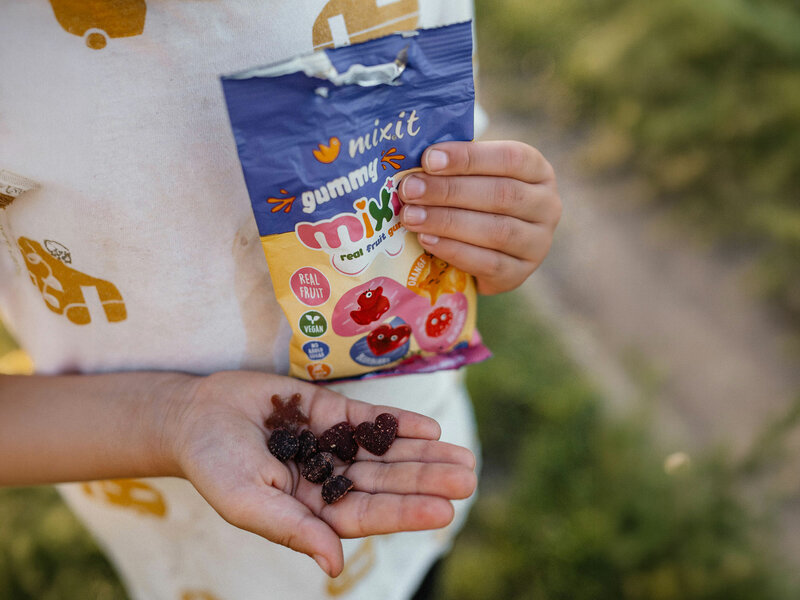 Ovocné Mixies – Malina, borůvka, pomeranč – přírodní želé bonbóny (20 ks) 