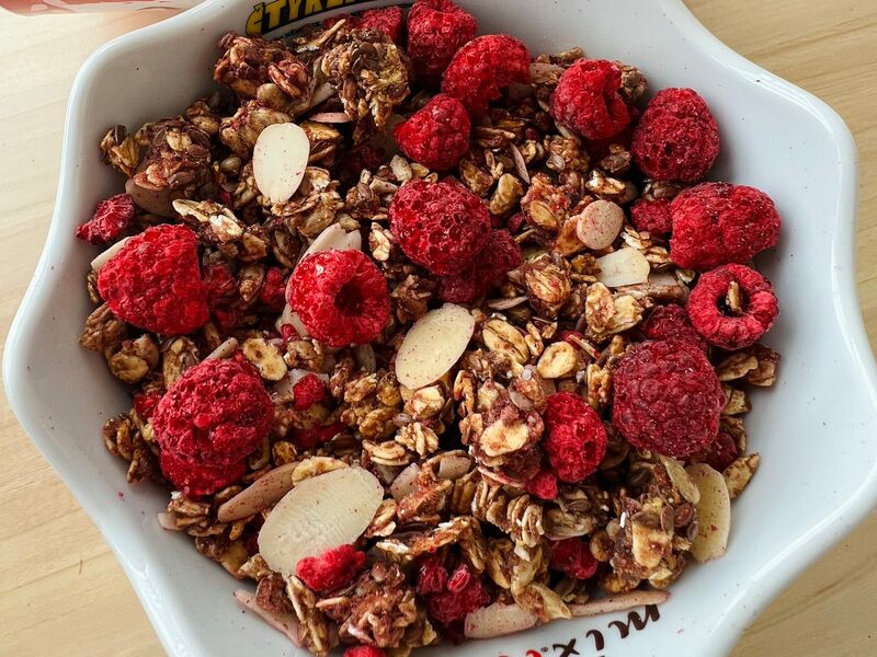 granola z pece maliny a mandle nová receptúra