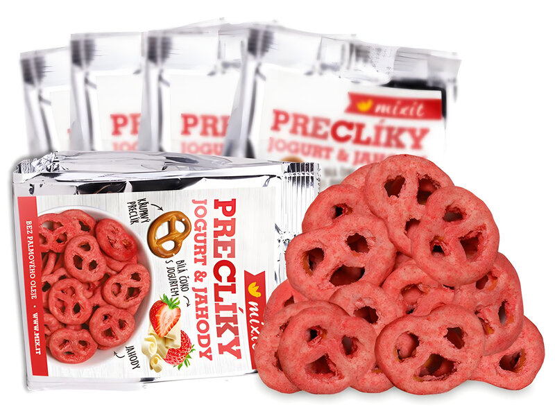 preclíky bílá čokoláda jogurt jahoda lyo prach svačina