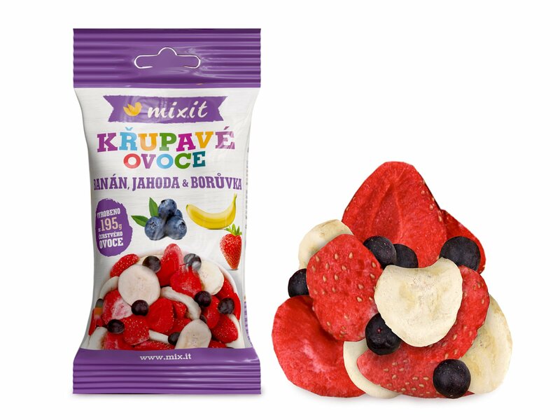 Křupavé ovoce do kapsy – Banán, jahoda, borůvka