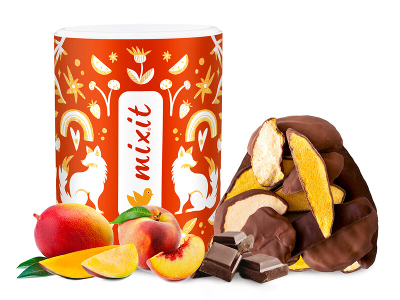 Křupavé mango a broskev v čokoládě 