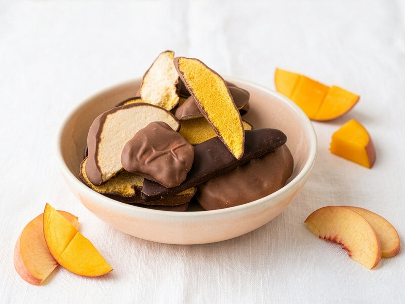 Křupavé mango a broskev v čokoládě