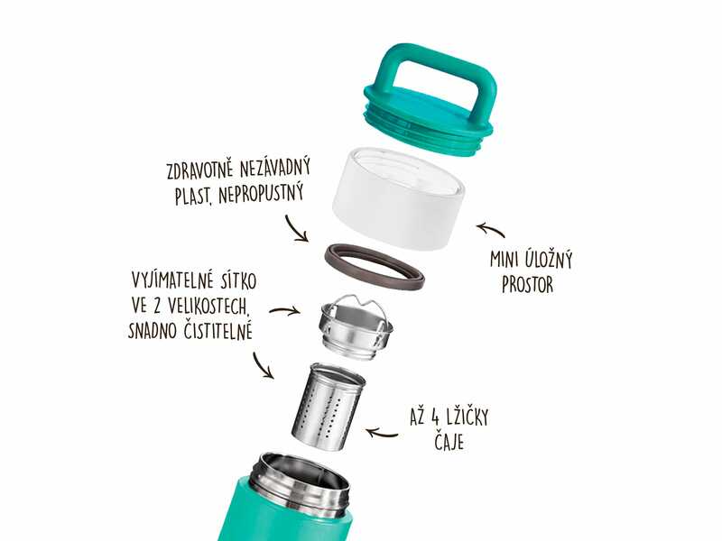 Mixit 2go - Termoska s čajovým sítkem 420 ml (růžová)