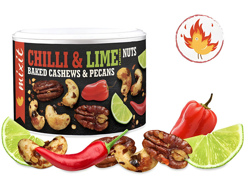 Mieszanka pieczonych orzechów z solą i chilli o smaku limetki
