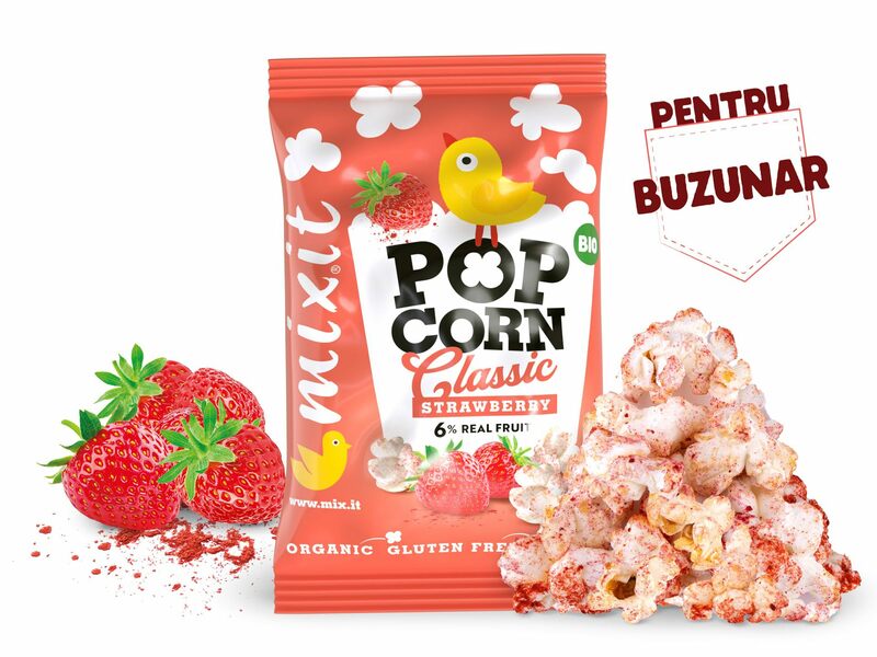 Popcorn BIO - căpșune, punguță (13 g)
