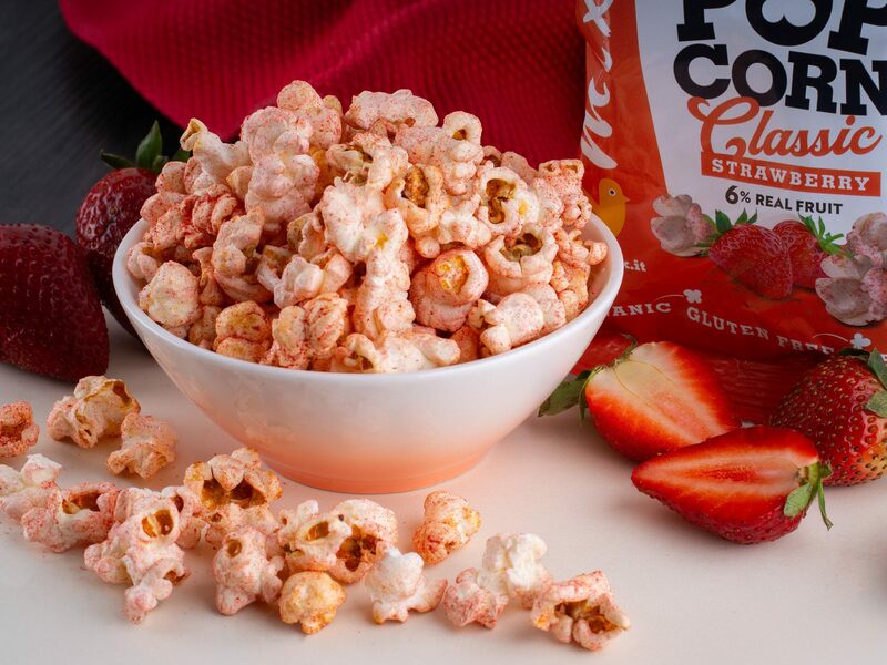 Mixit BIO popcorn – Jahoda s prachem z lyofilizovaných jahod
