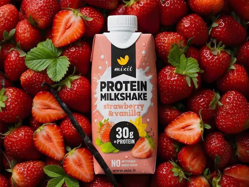 Mixit proteinový milkshake – Jahoda & vanilka (6 ks)
