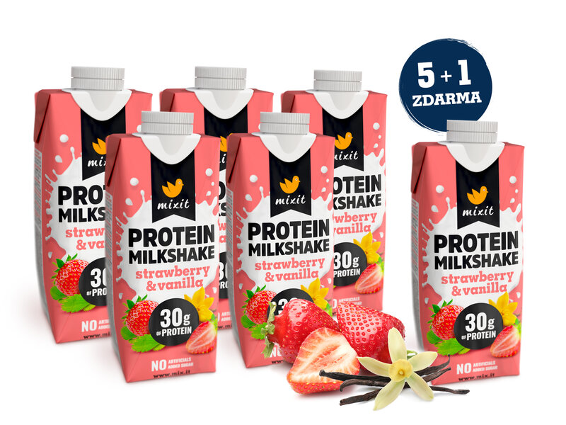 Mixit proteinový milkshake – Jahoda & vanilka (6 ks)