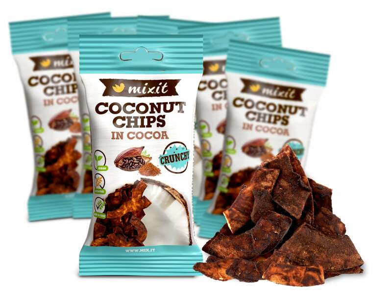 Chips de cocos Mixit - Cacao - punguta (6 buc.) | Mixit.ro