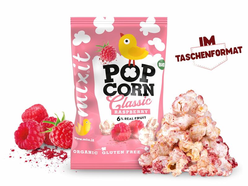 	 BIO Popcorn im Taschenformat - Himbeere