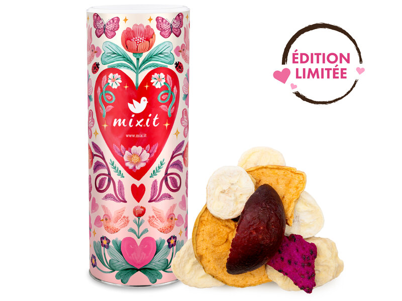 Grands fruits de l’amour – Prune, pomme, banane et fruit du dragon