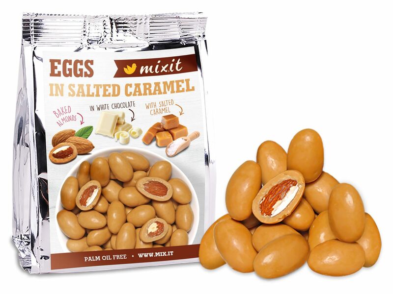 vajíčka mandle bílá čokoláda slaný karamel sladký snack