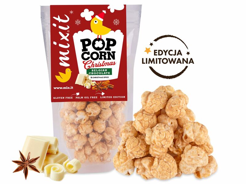 Świąteczny Mixit popcorn - biała czekolada i przyprawy piernikowe