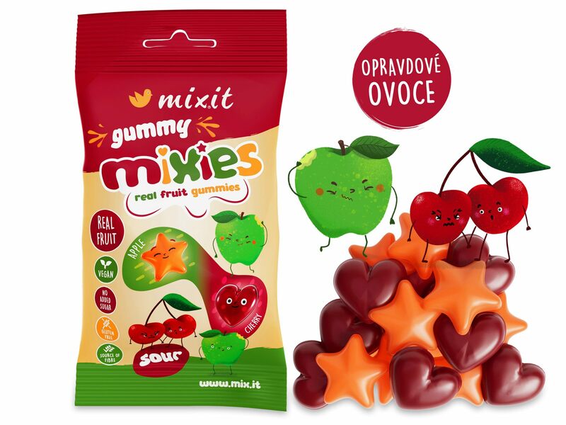 Ovocné Mixies - Jablko & třešeň - přírodní želé bonbóny