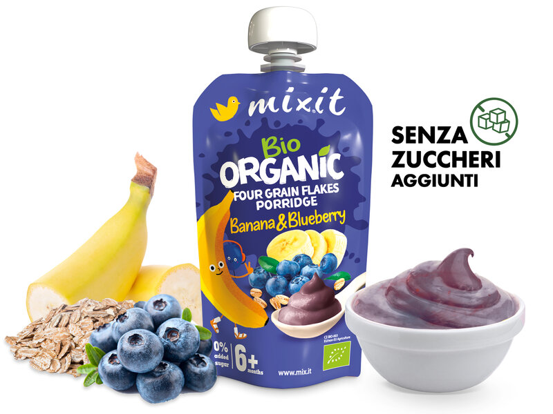 Mixit purea di frutta BIO – banana e mirtillo