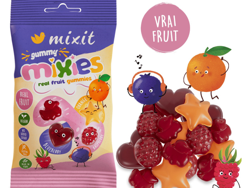 Mixies fruités – Framboise, myrtille, orange – bonbons gélifiés naturels