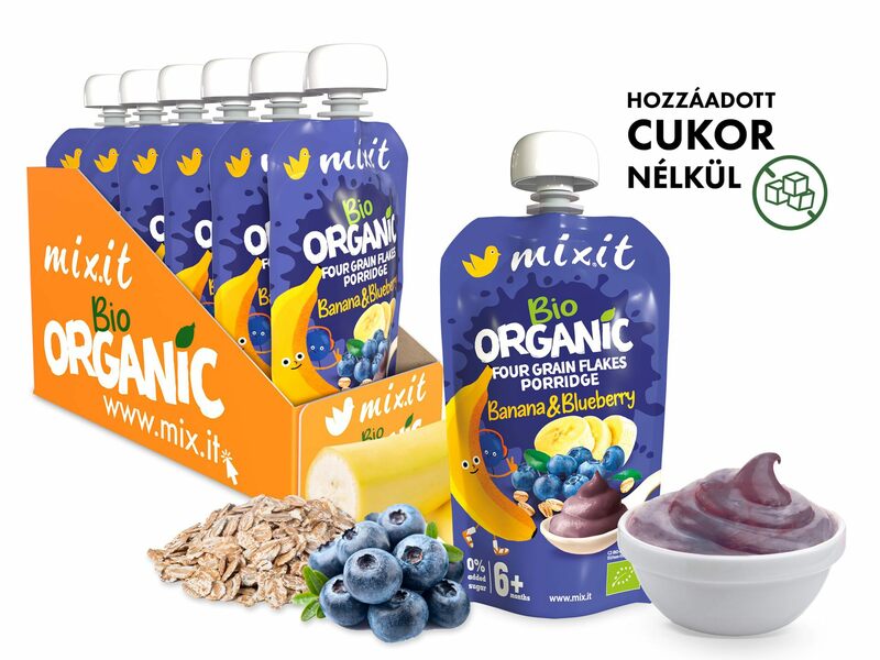 Mixit Bio Gyümölcspüré - Banán És Áfonya (6Db.)