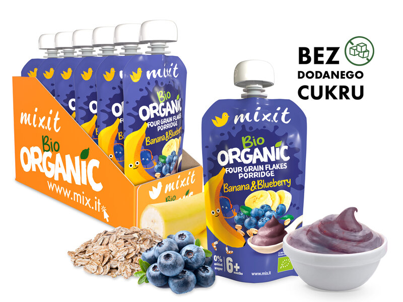 BIO kaszka Mixit - Banan & Jagoda (6 szt.)