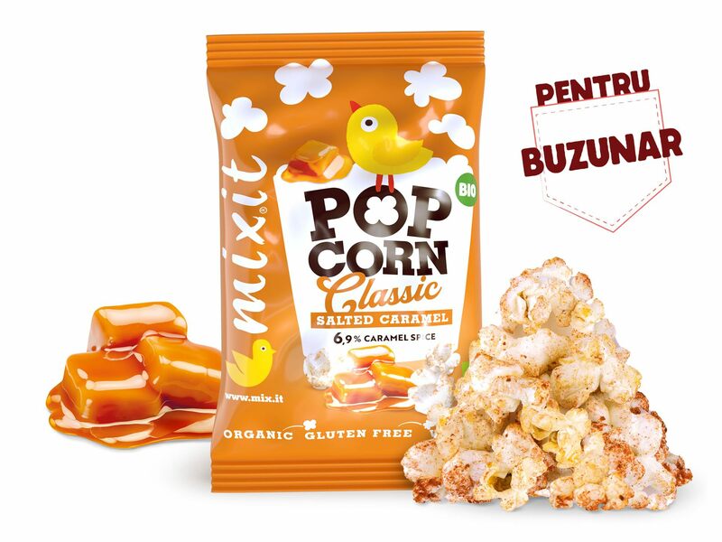 Popcorn BIO - caramel sărat, punguță (13 g)