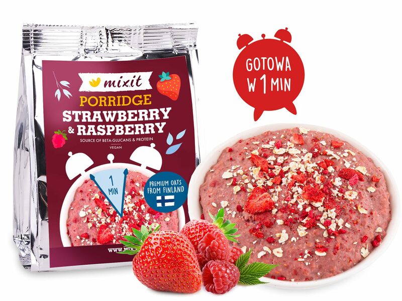 Błyskawiczna owsianka do kieszeni - Truskawka i malina