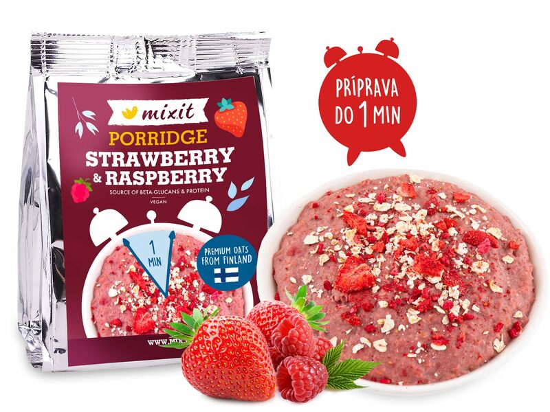 Minútová ovsená kaša do vrecka - Jahoda a malina