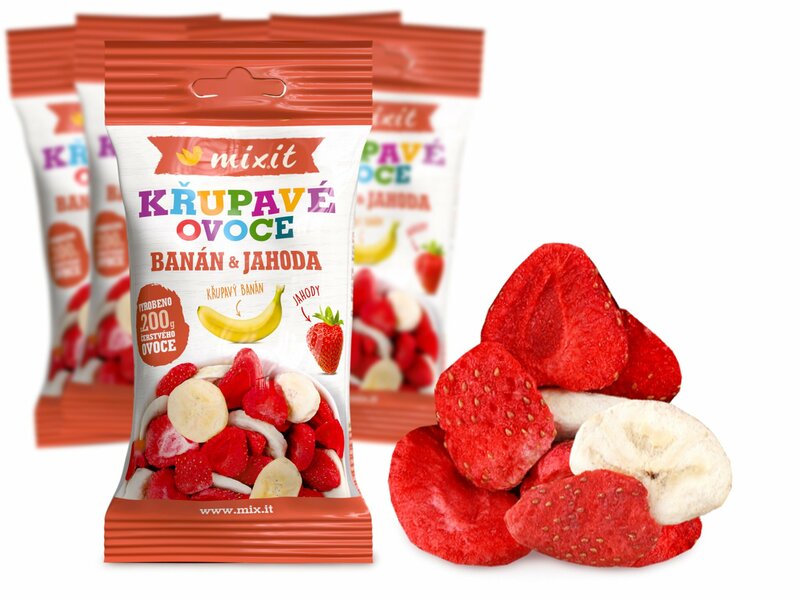 Křupavé ovoce do kapsy – Banán + Jahoda (5 ks)